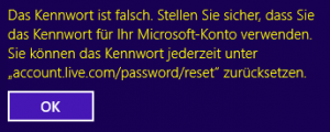 Falsches Passwort Remote Desktop