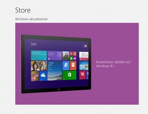 Microsoft Store kostenloses Update auf Windows 8.1