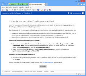 Löschen Sie Ihren persönlichen Einstellungen aus der Cloud