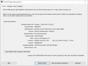 DXdiag ohne RemoteFX